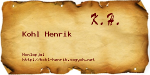 Kohl Henrik névjegykártya